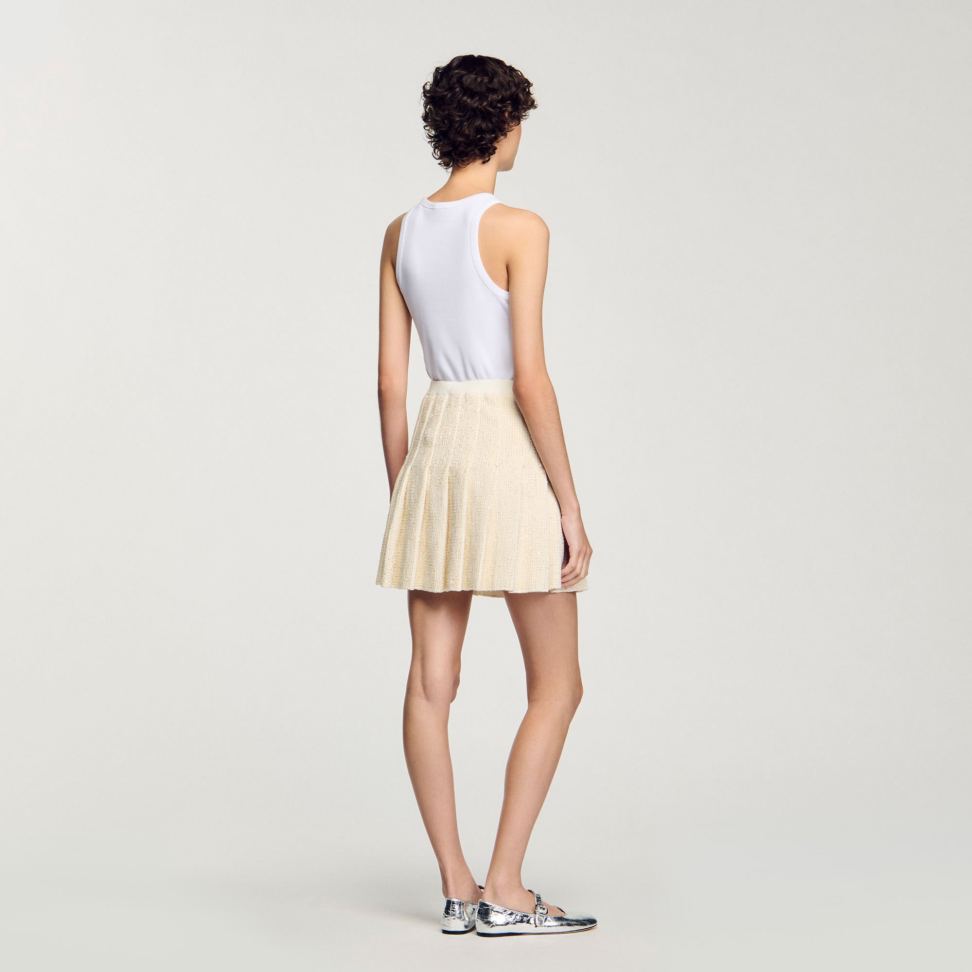 Mini tweed pleated skirt