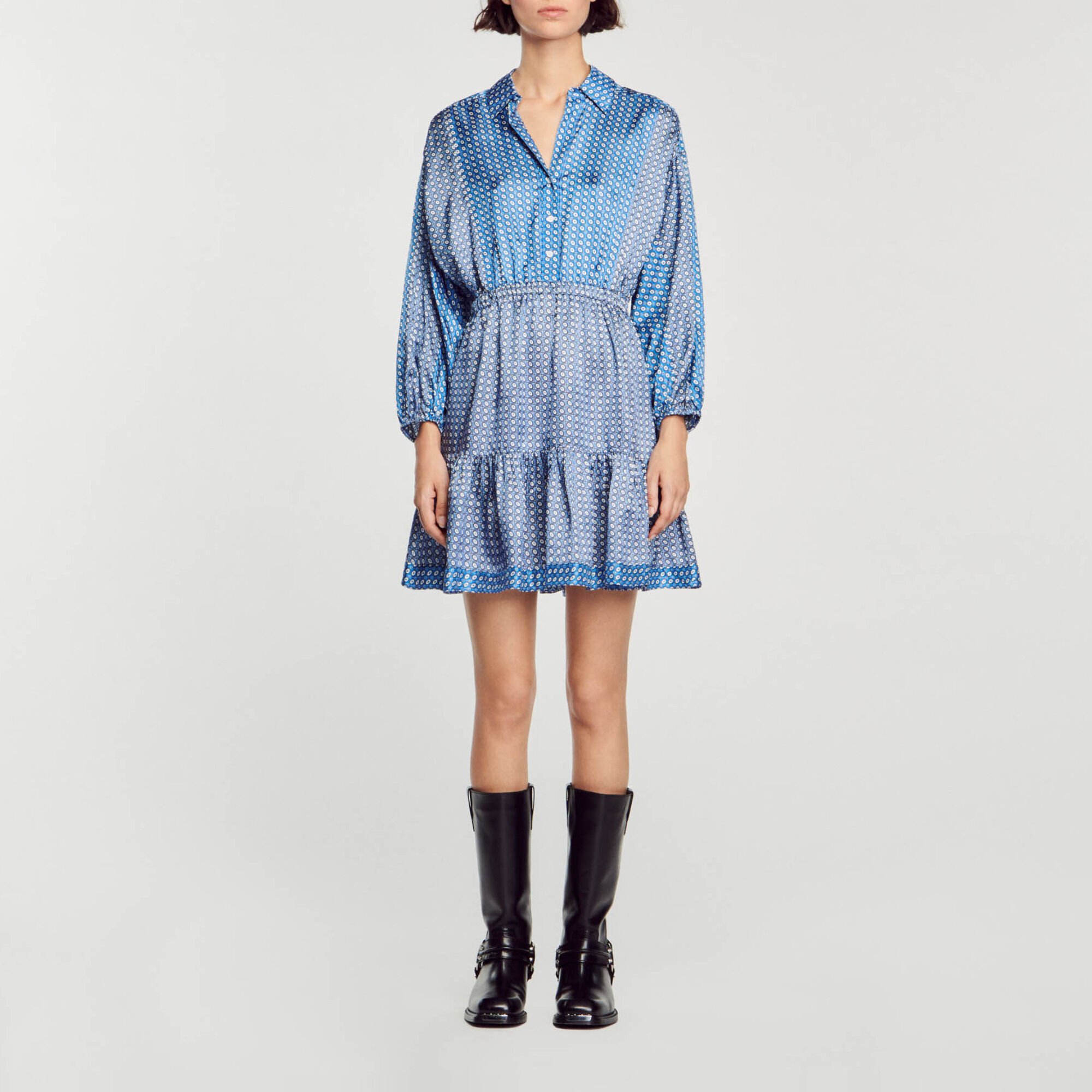 Short tie-print dress
