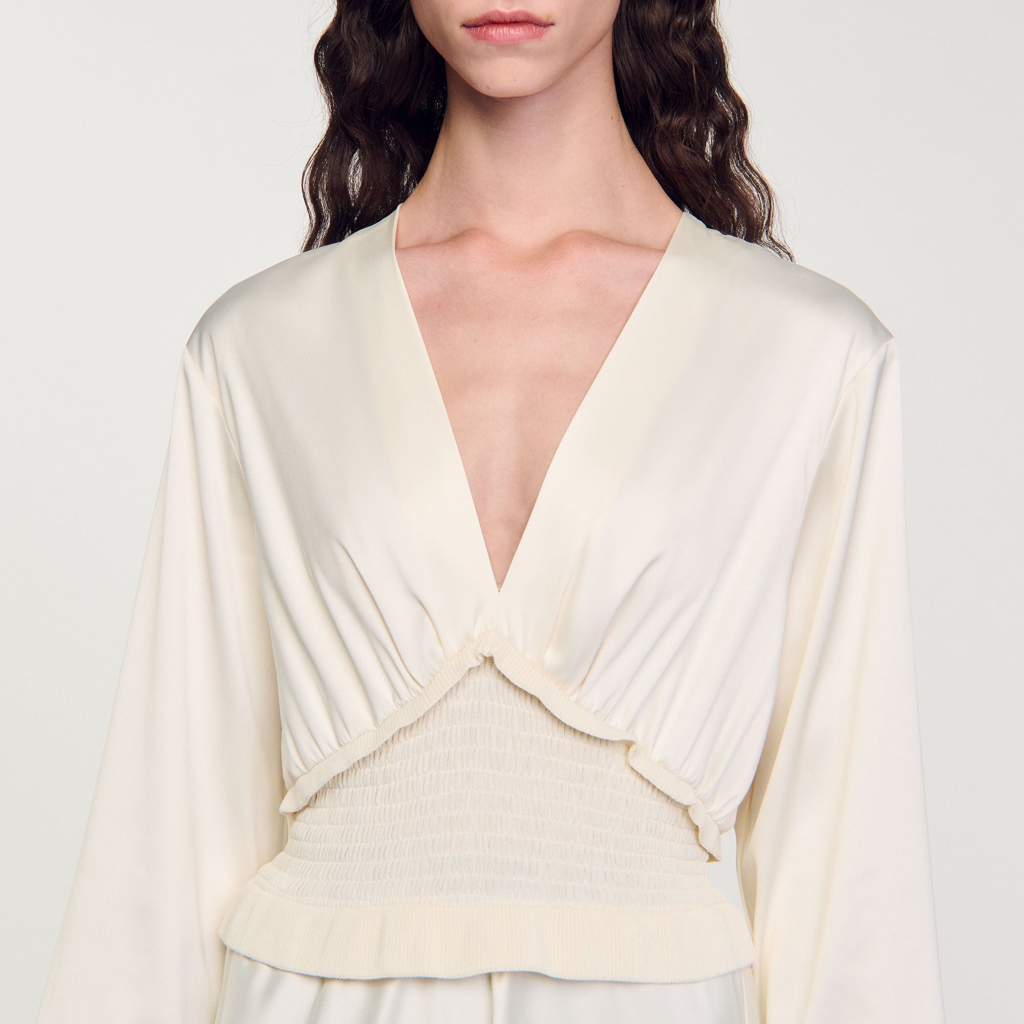 Long satin-effect dress