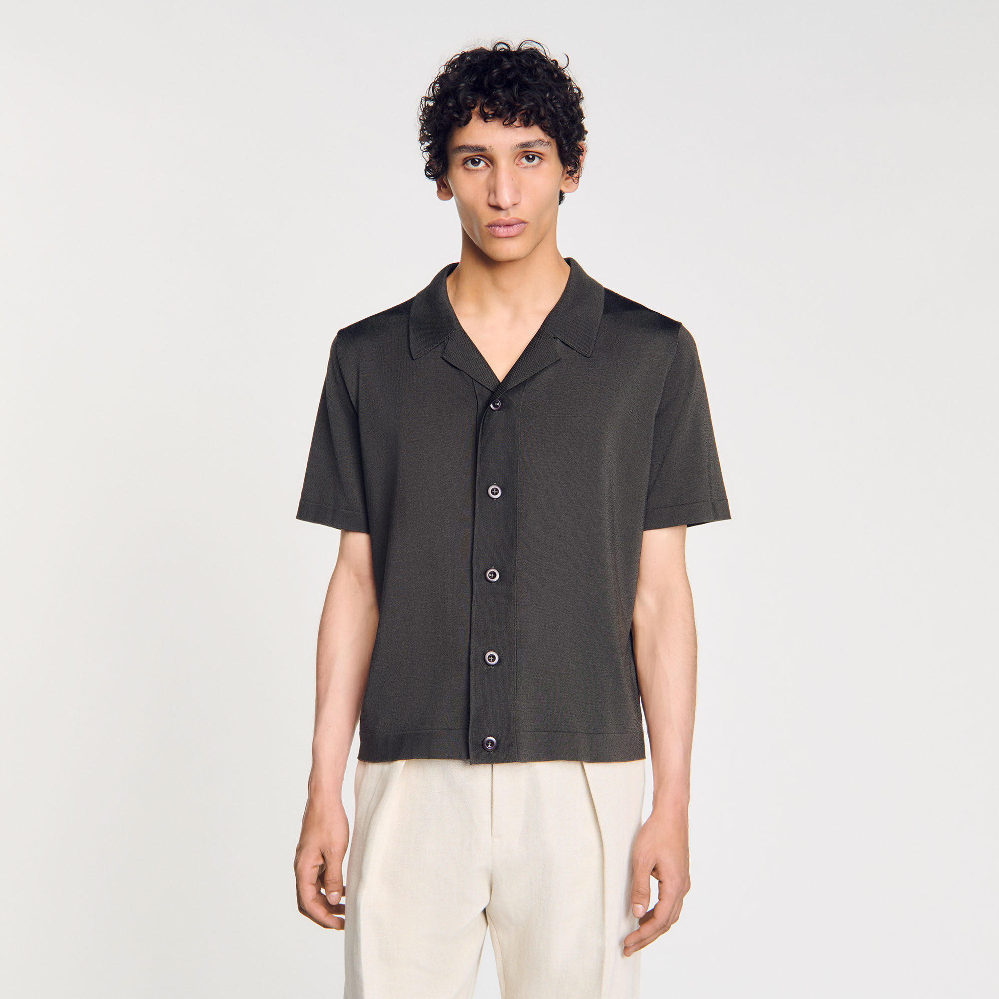 Short-sleeved shirt green for Men | Sandro Paris