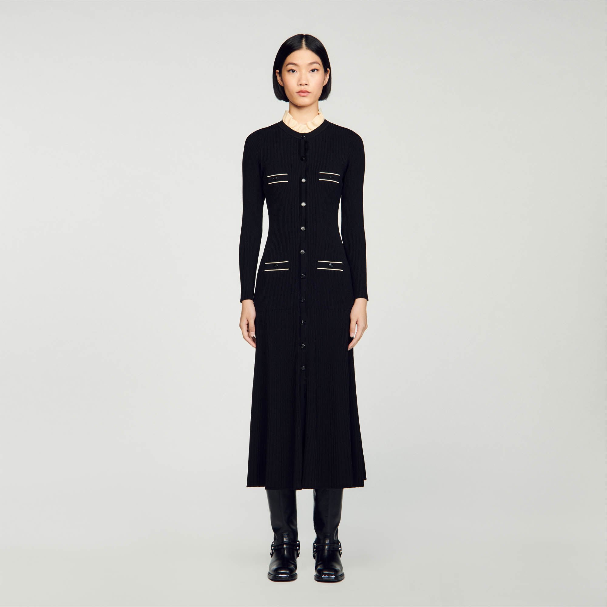Knit Maxi Dress black gray For Women Sandro Paris