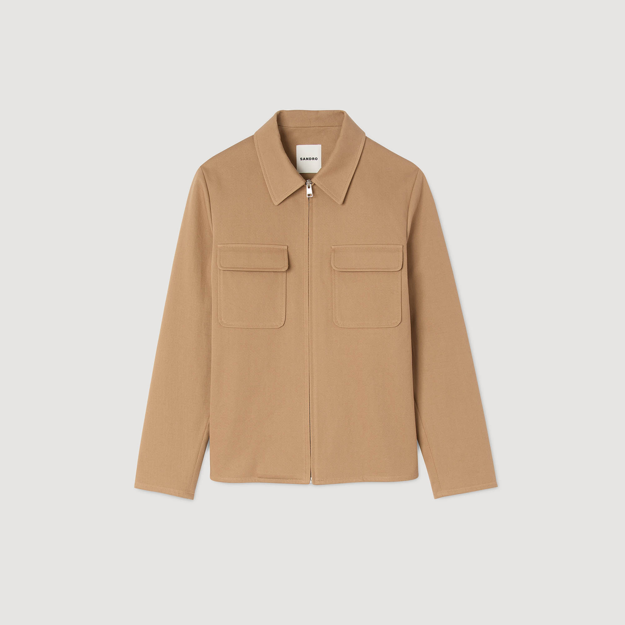 Zip-up pocket jacket in Camel for Men | Sandro Paris
