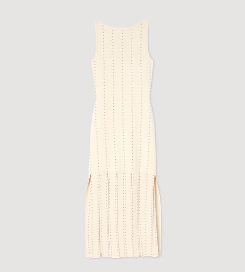 Fringed knit maxi dress