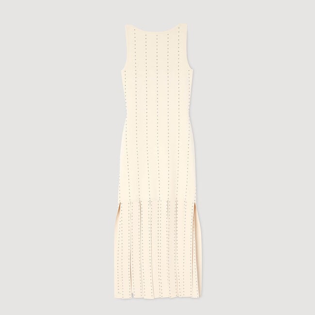 Fringed knit maxi dress
