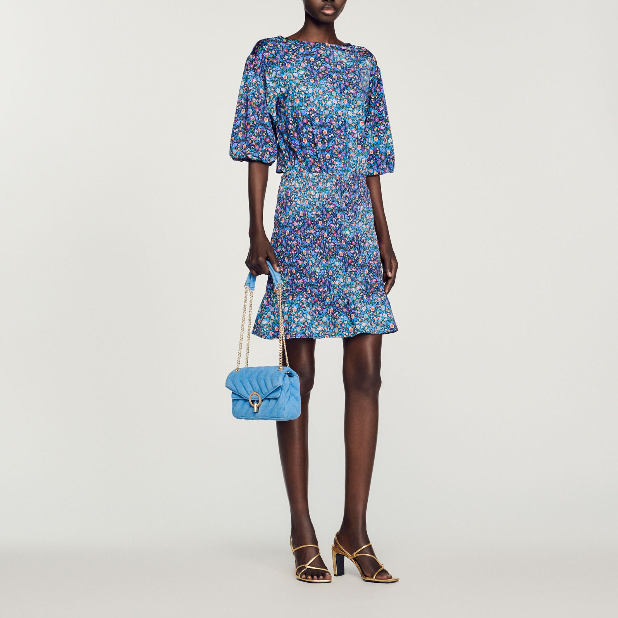 Short dress with floral print blue For Women Sandro Paris