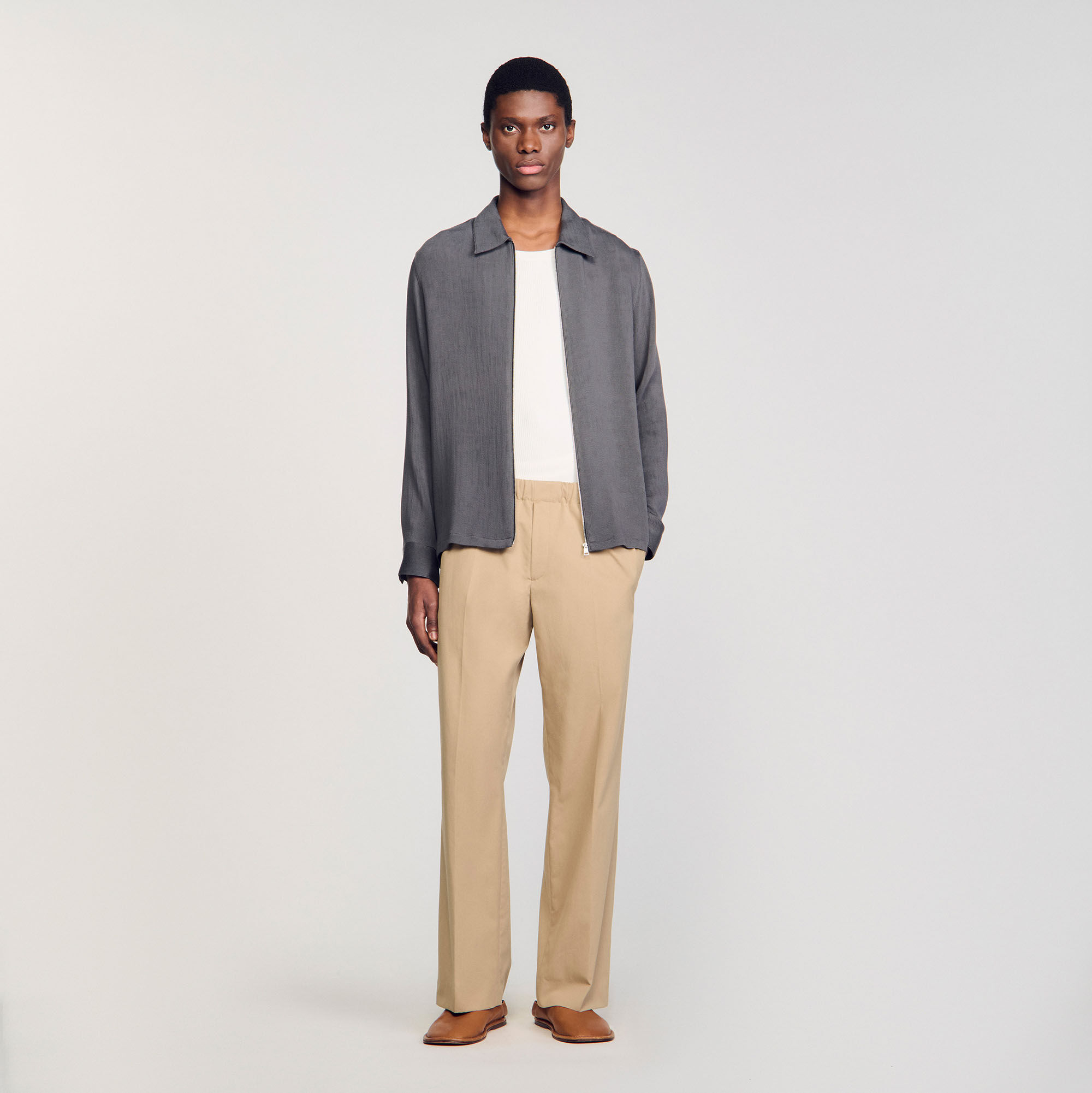 Pleated shirt black / gray for Men | Sandro Paris