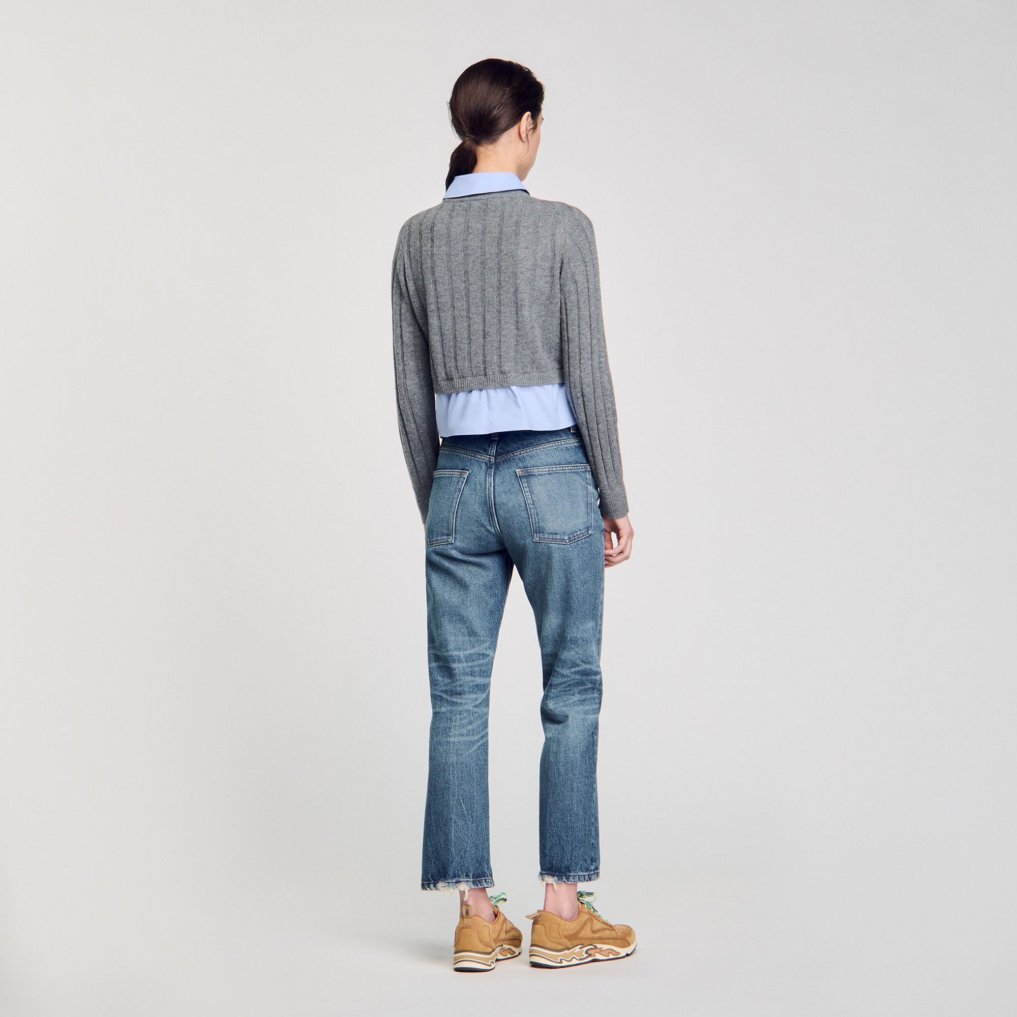 Cropped wool and cashmere sweater