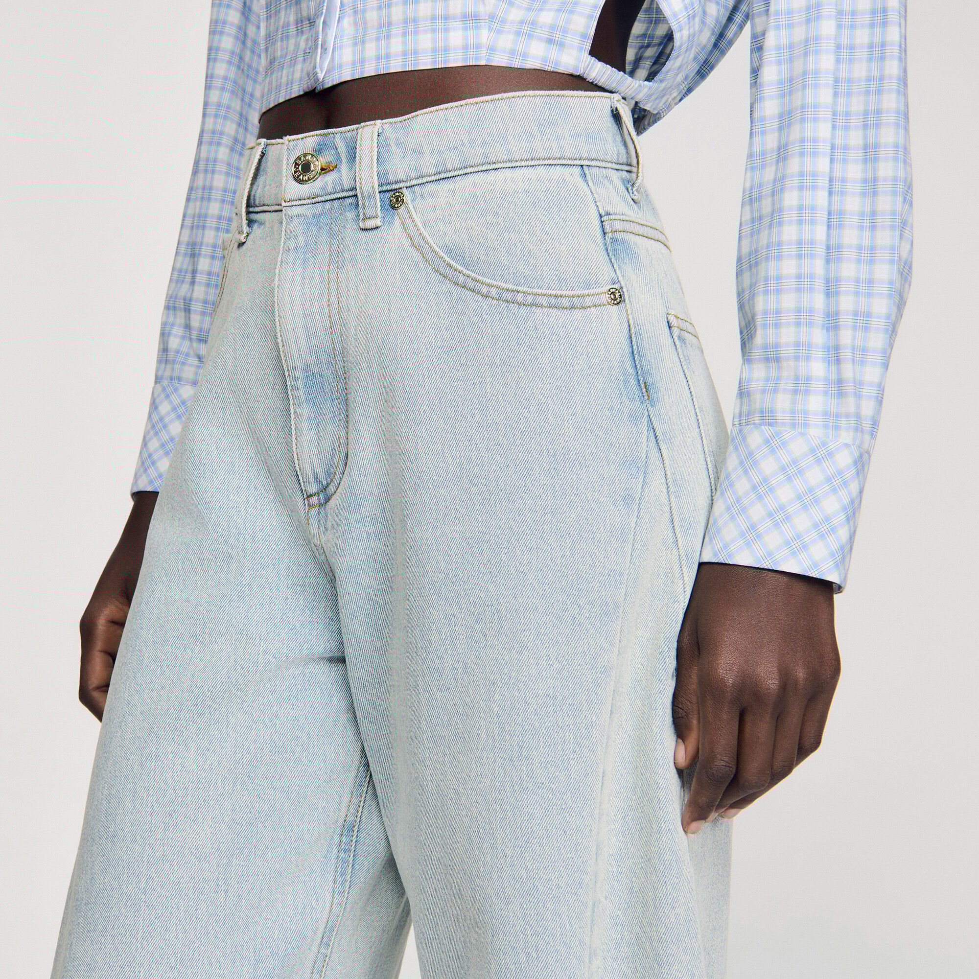 Faded barrel cotton jeans