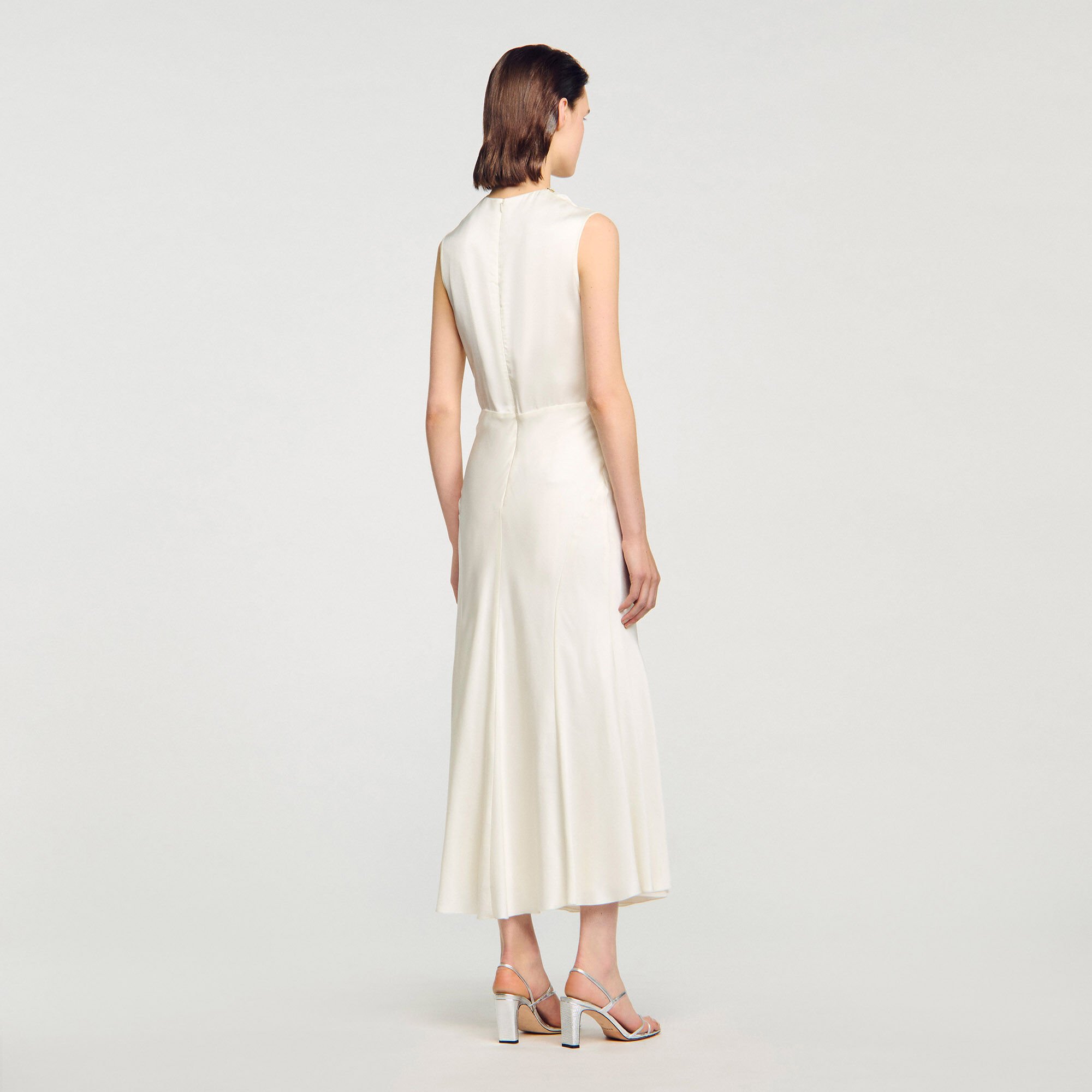 Satin maxi dress with rhinestones