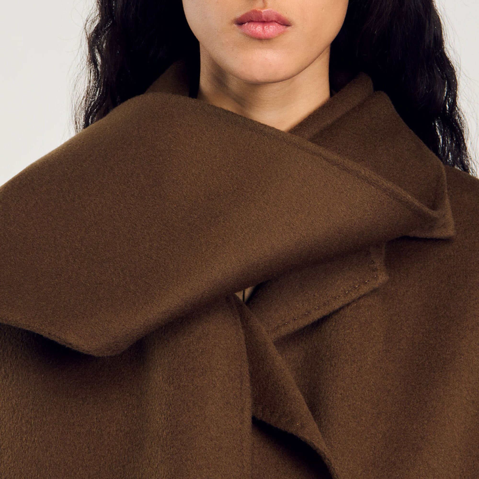 Oversized Wool Coat with removable scarf