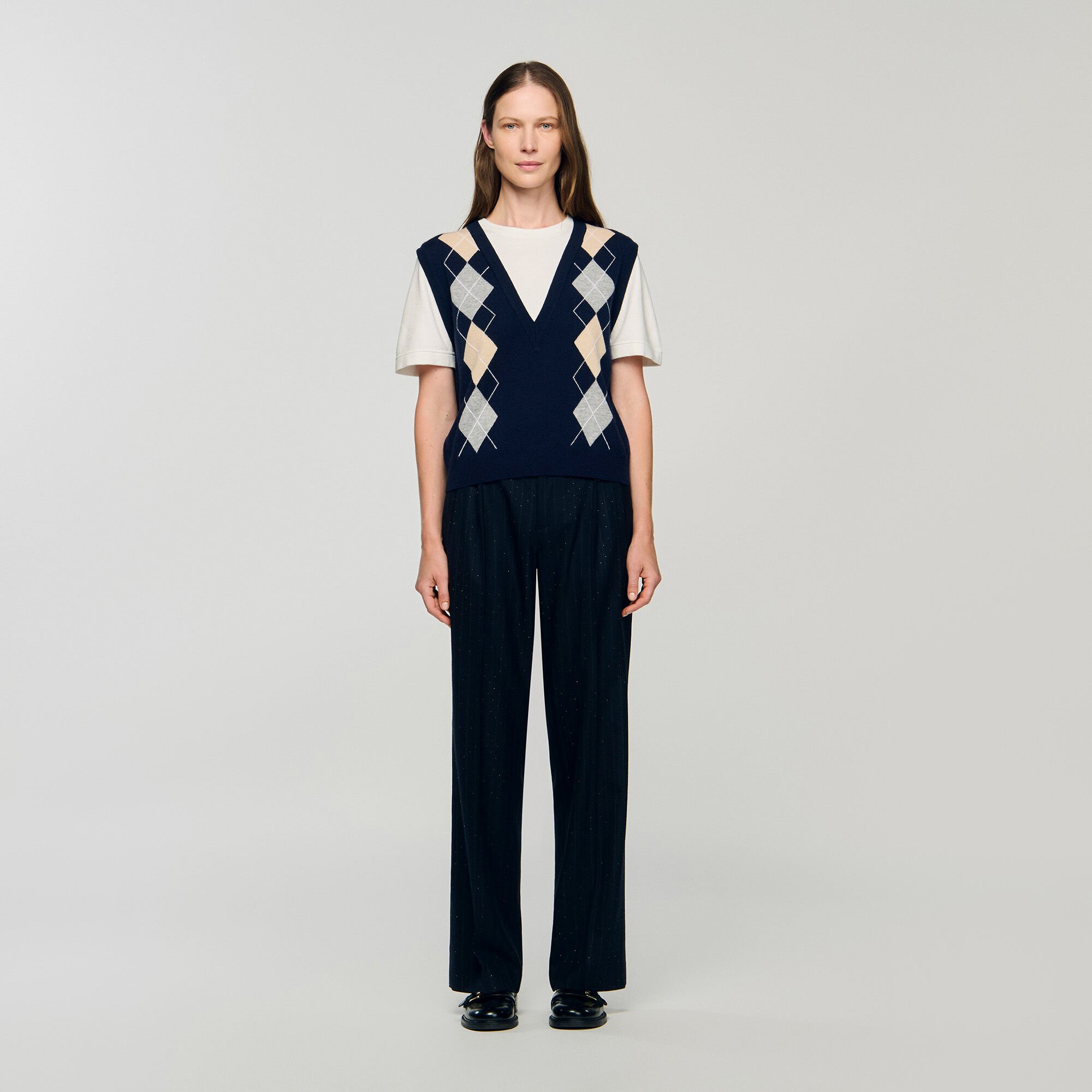Argyle layered effect sweater