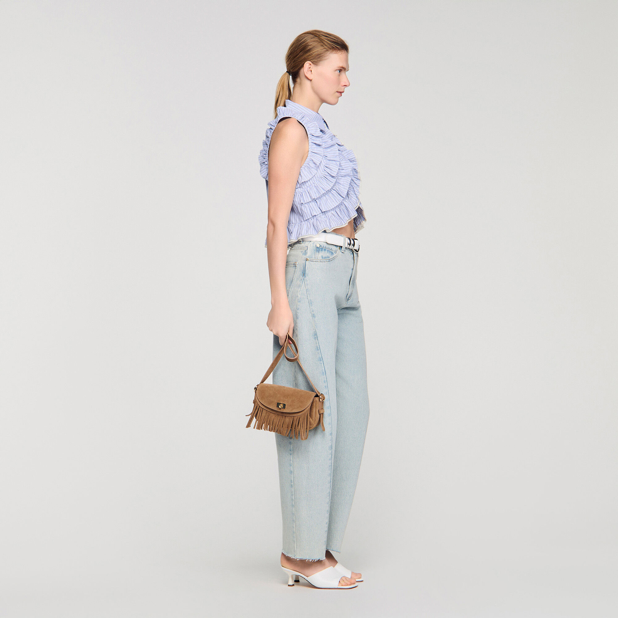 Mini Mambo suede bag brown For Women | Sandro Paris