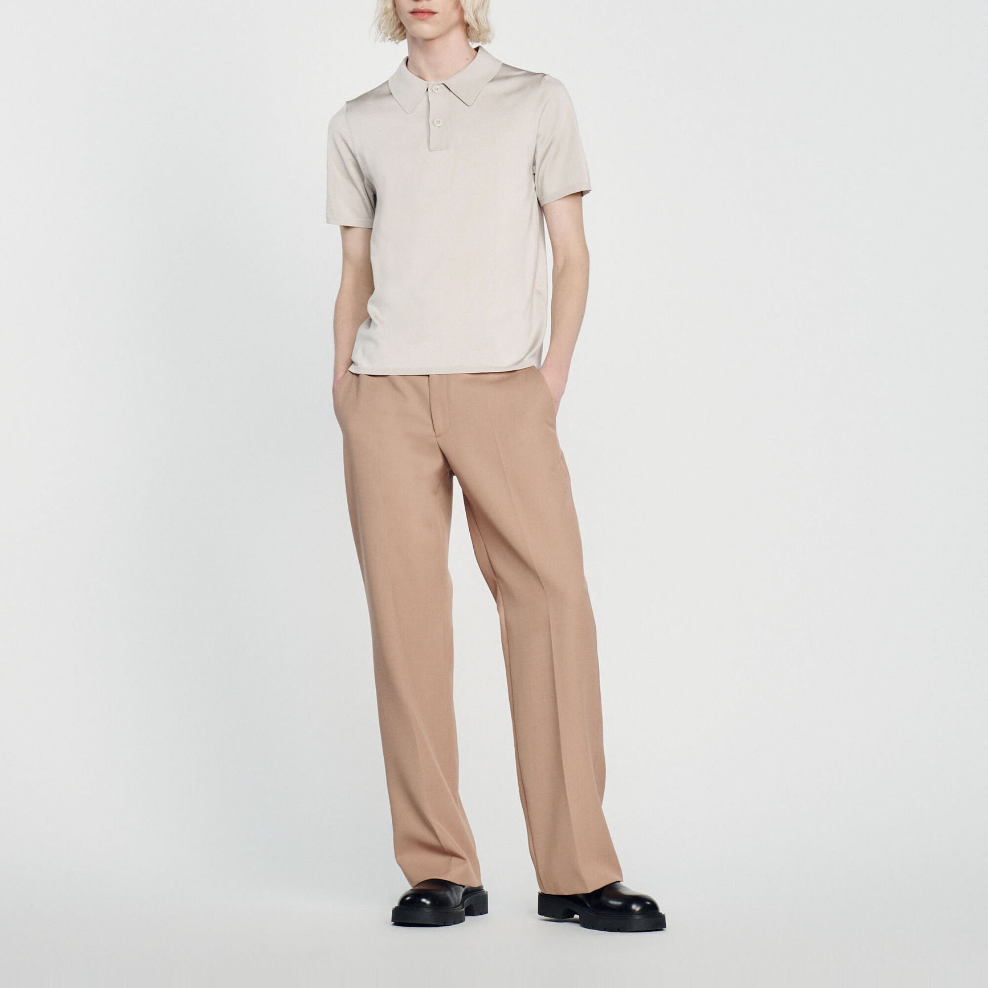 Short-sleeve knitted polo shirt