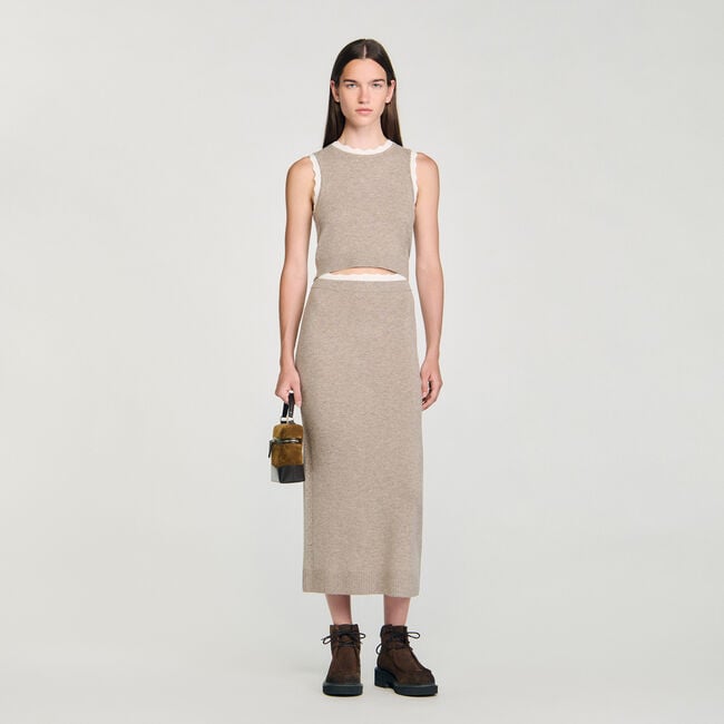 Maxi two-tone knit skirt
