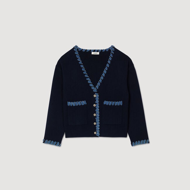 Cardigan with denim details