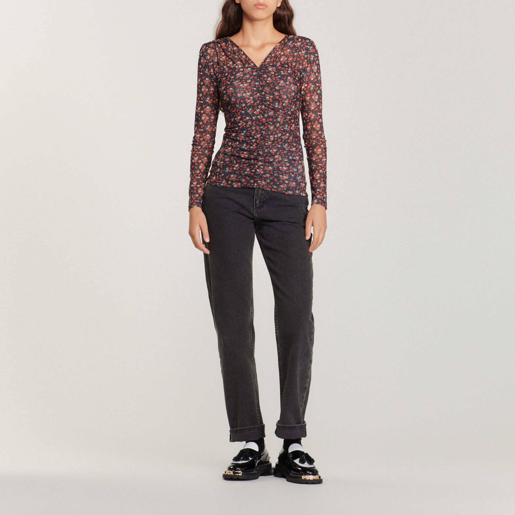 ÉPINE PARIS tulle wool blouse nuance black | épine