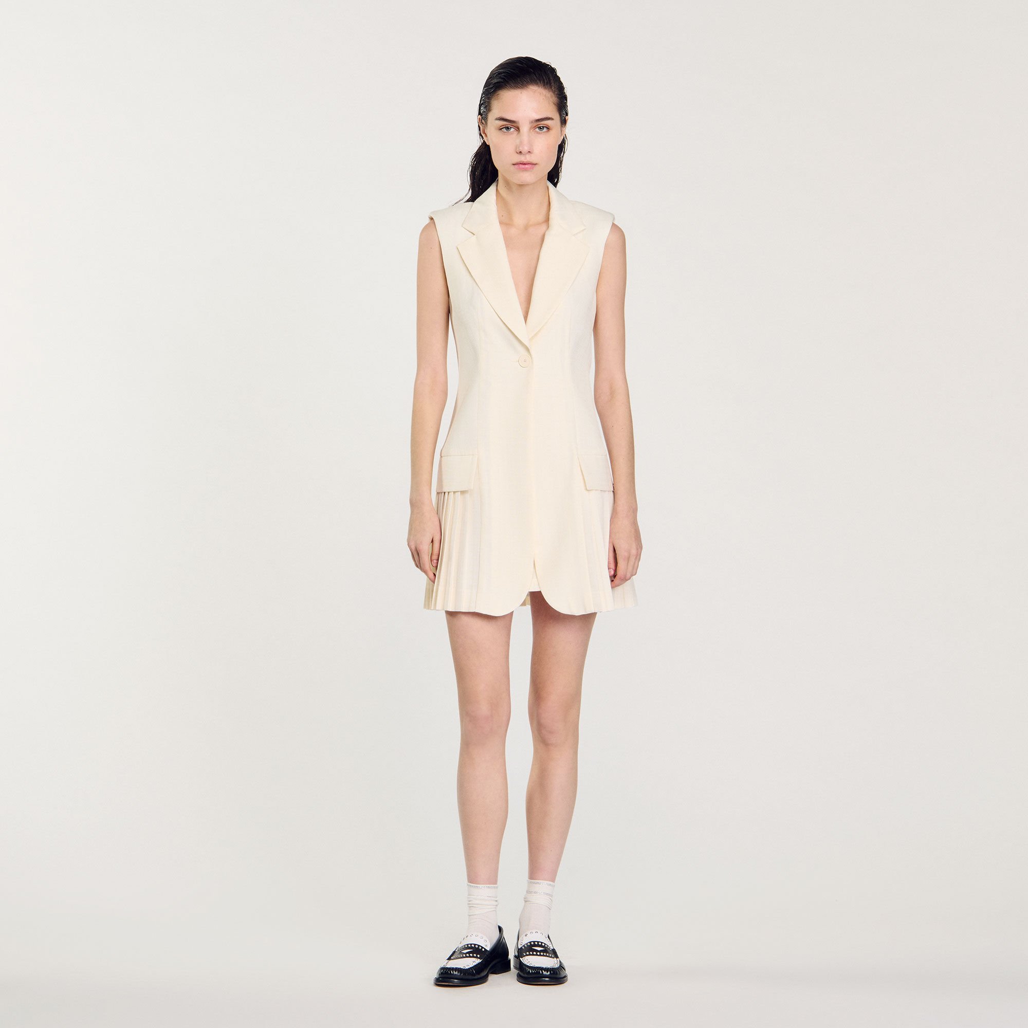 Mini pleated suit dress