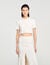 Cropped pointelle knit cardigan