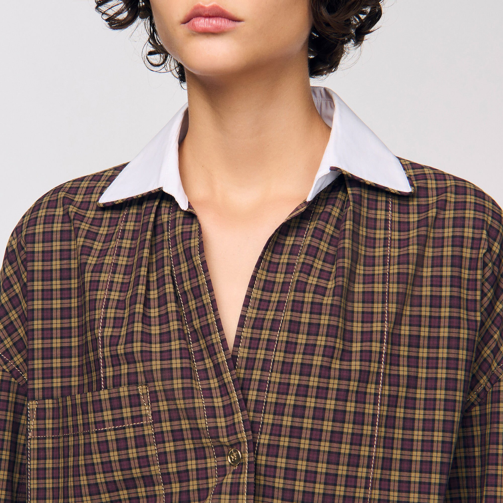 Two-tone plaid shirt