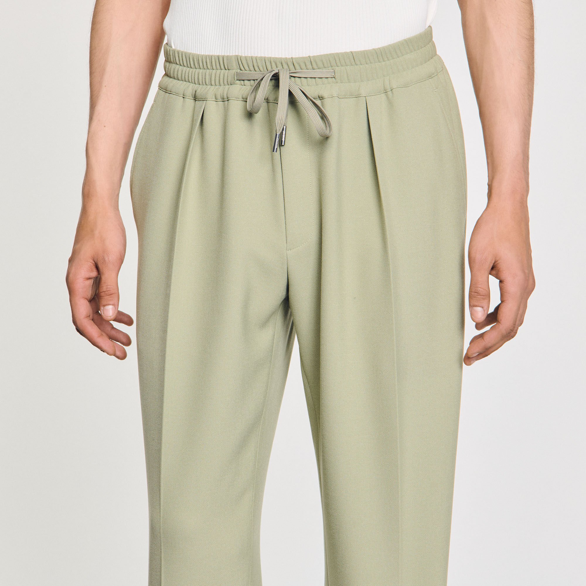 Elasticated straight-leg trousers