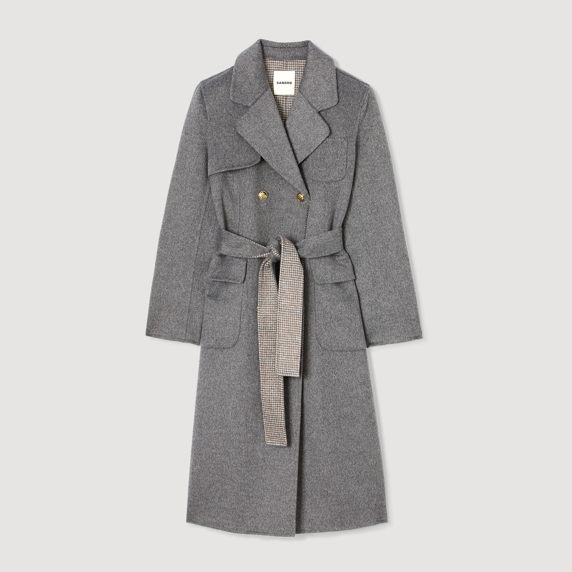 Double-faced check coat