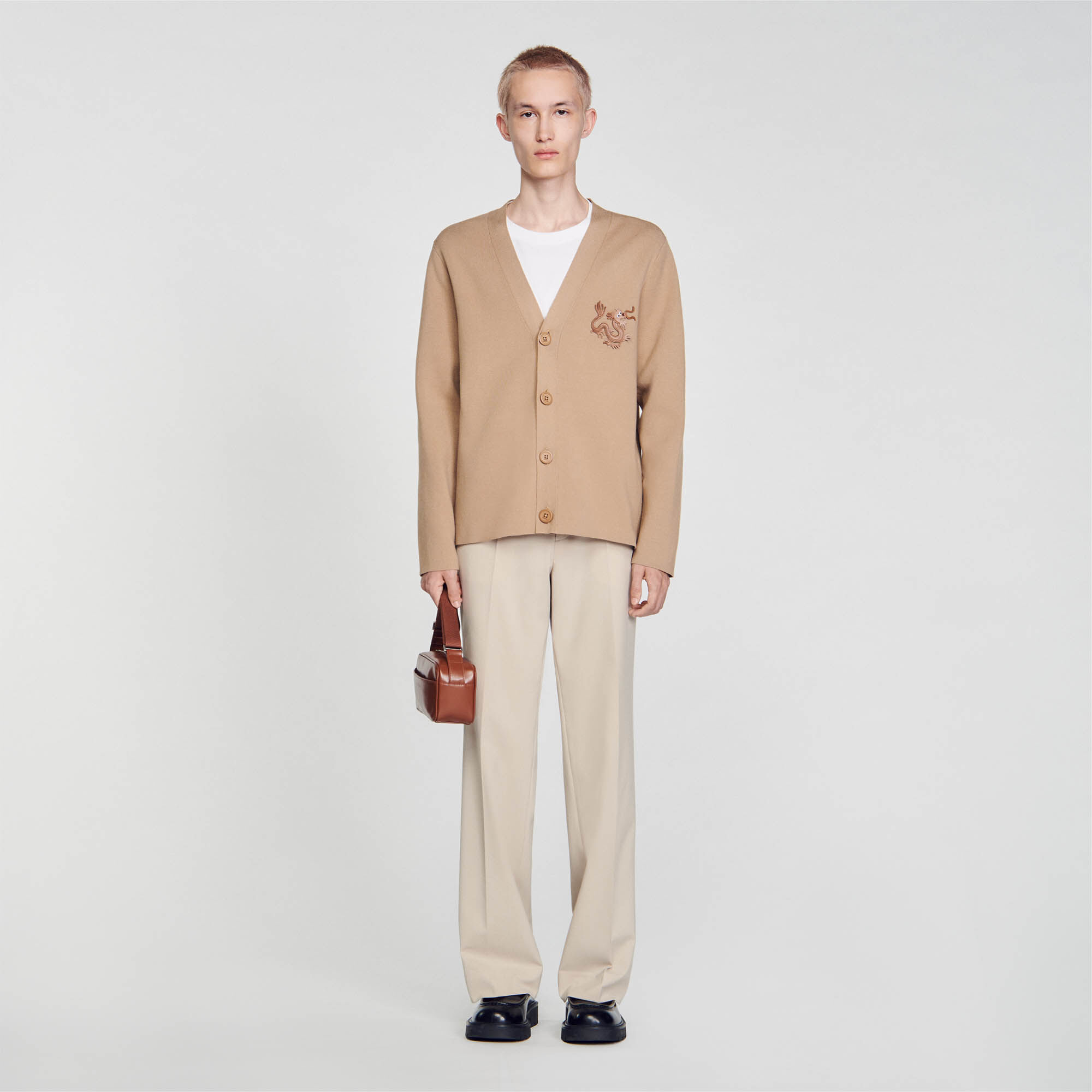 Dragon cardigan white beige for Men Sandro Paris