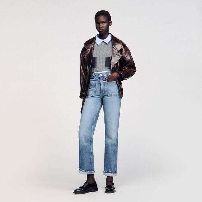 Flared faded jeans