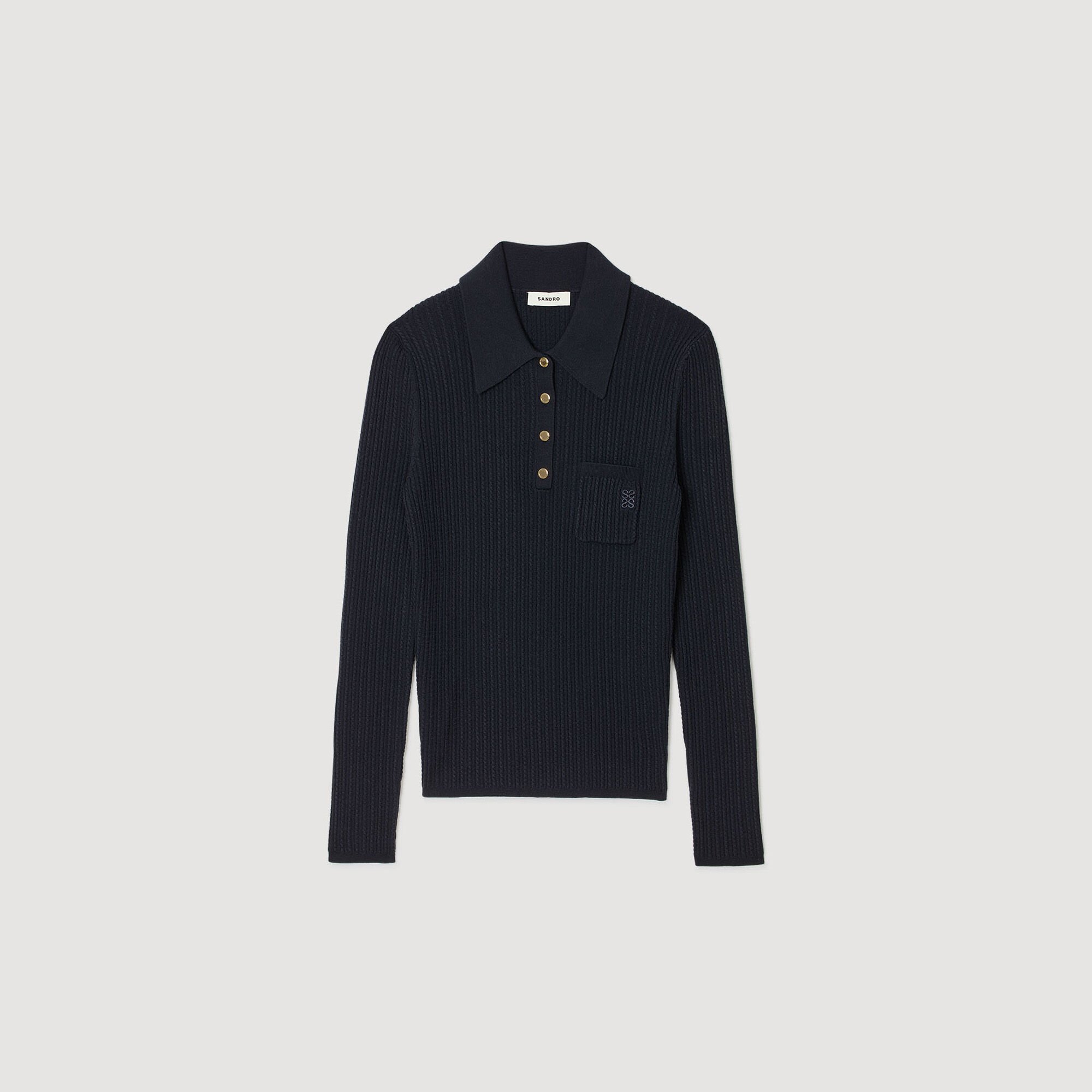 Cable knit polo sweater
