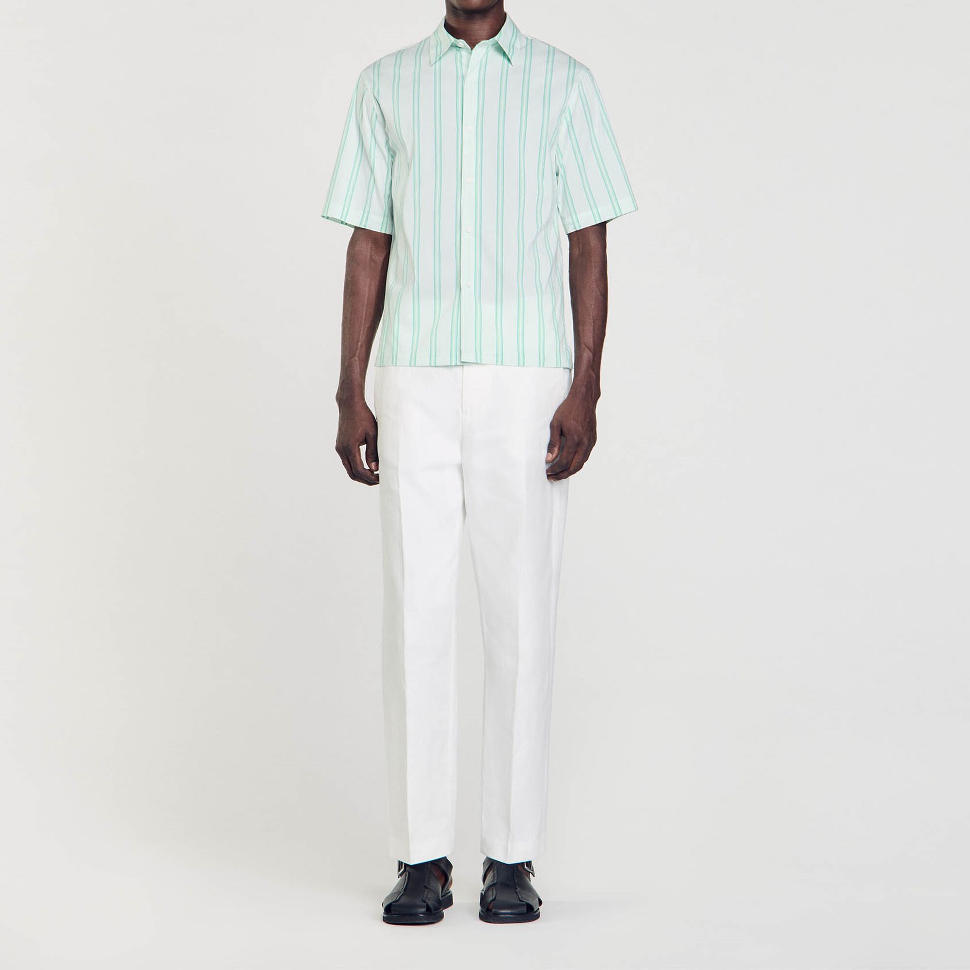 Stripy short-sleeved shirt