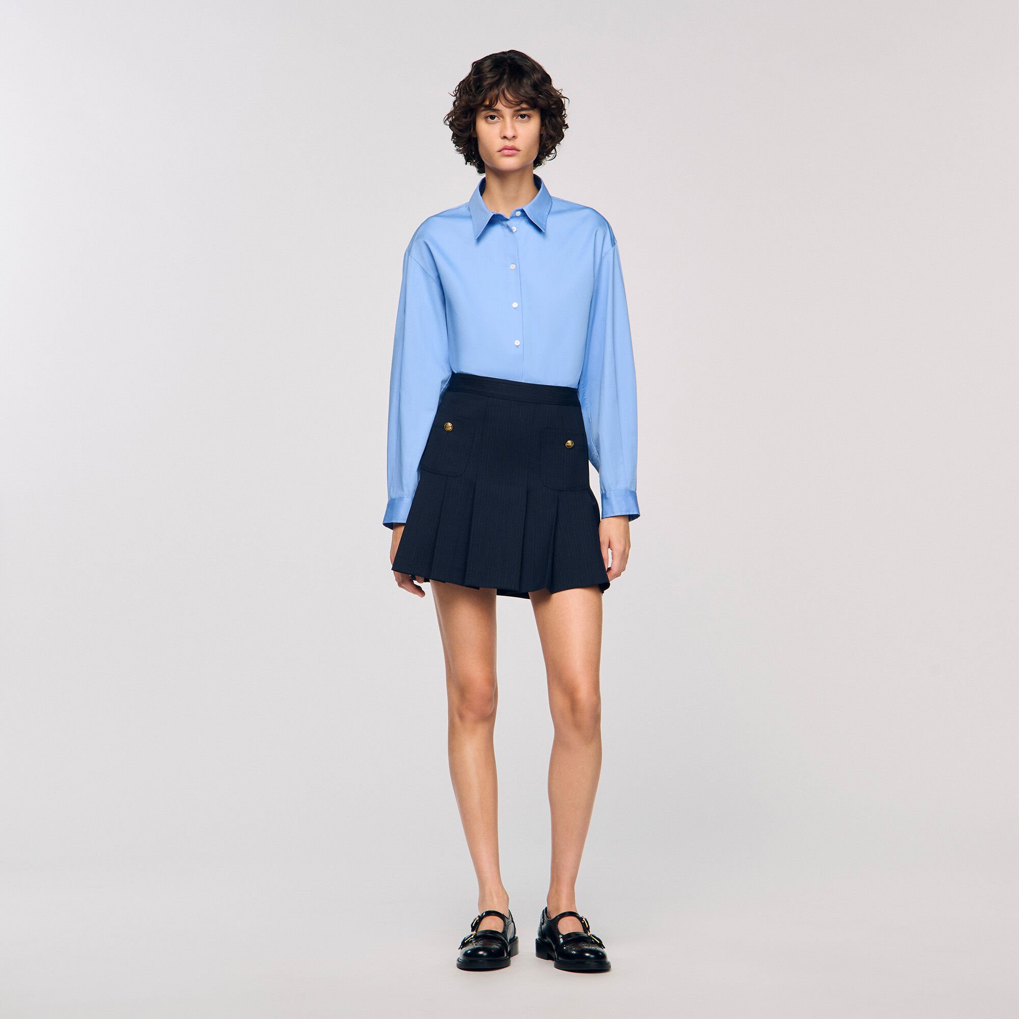 Mini striped pleated skirt