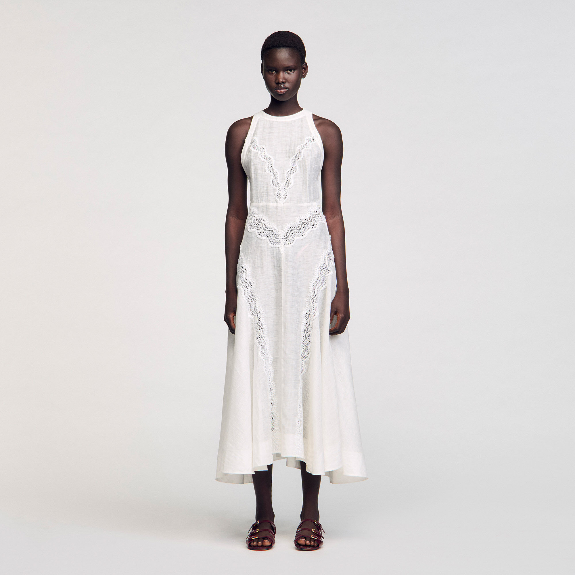 Lace trim maxi dress