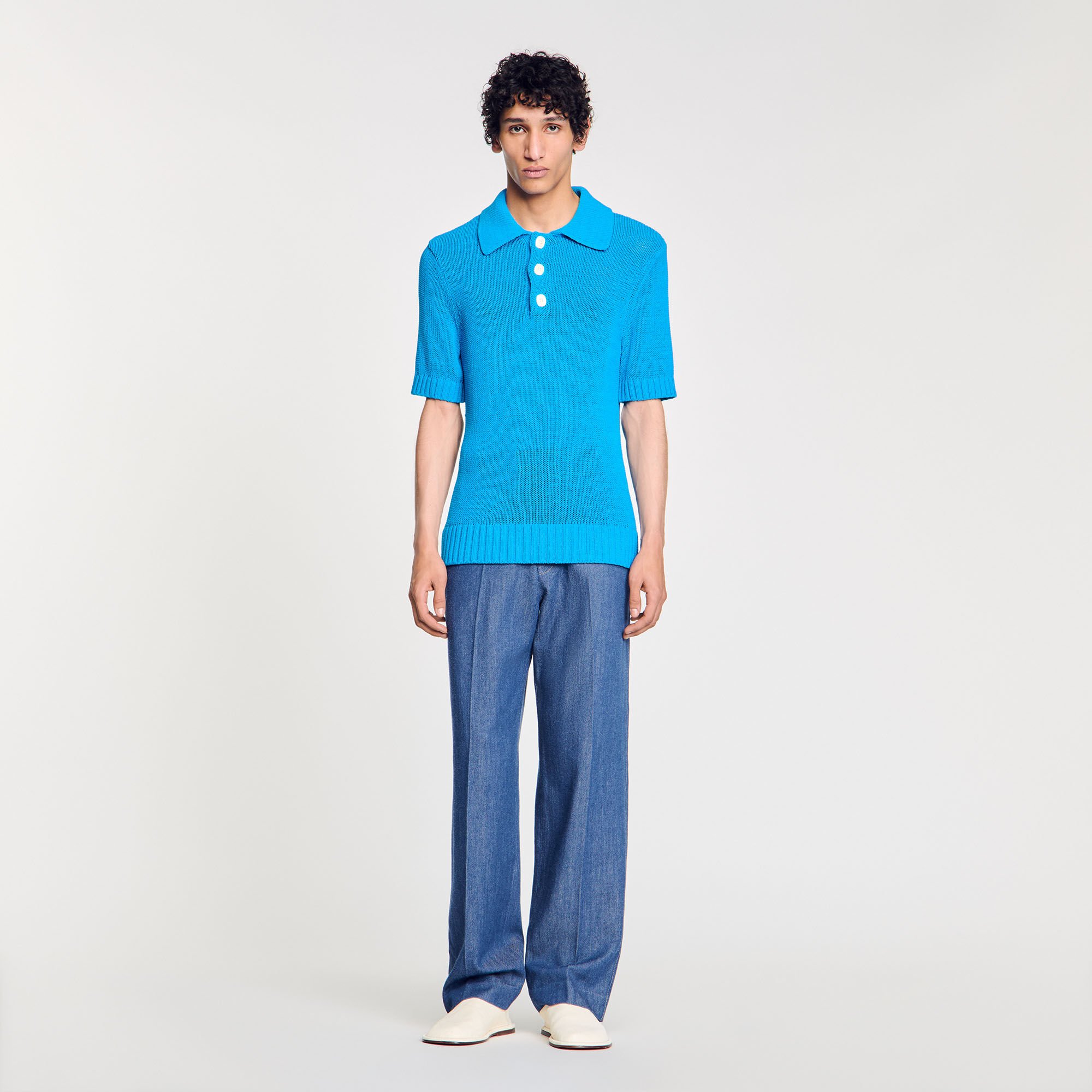 Knit polo shirt