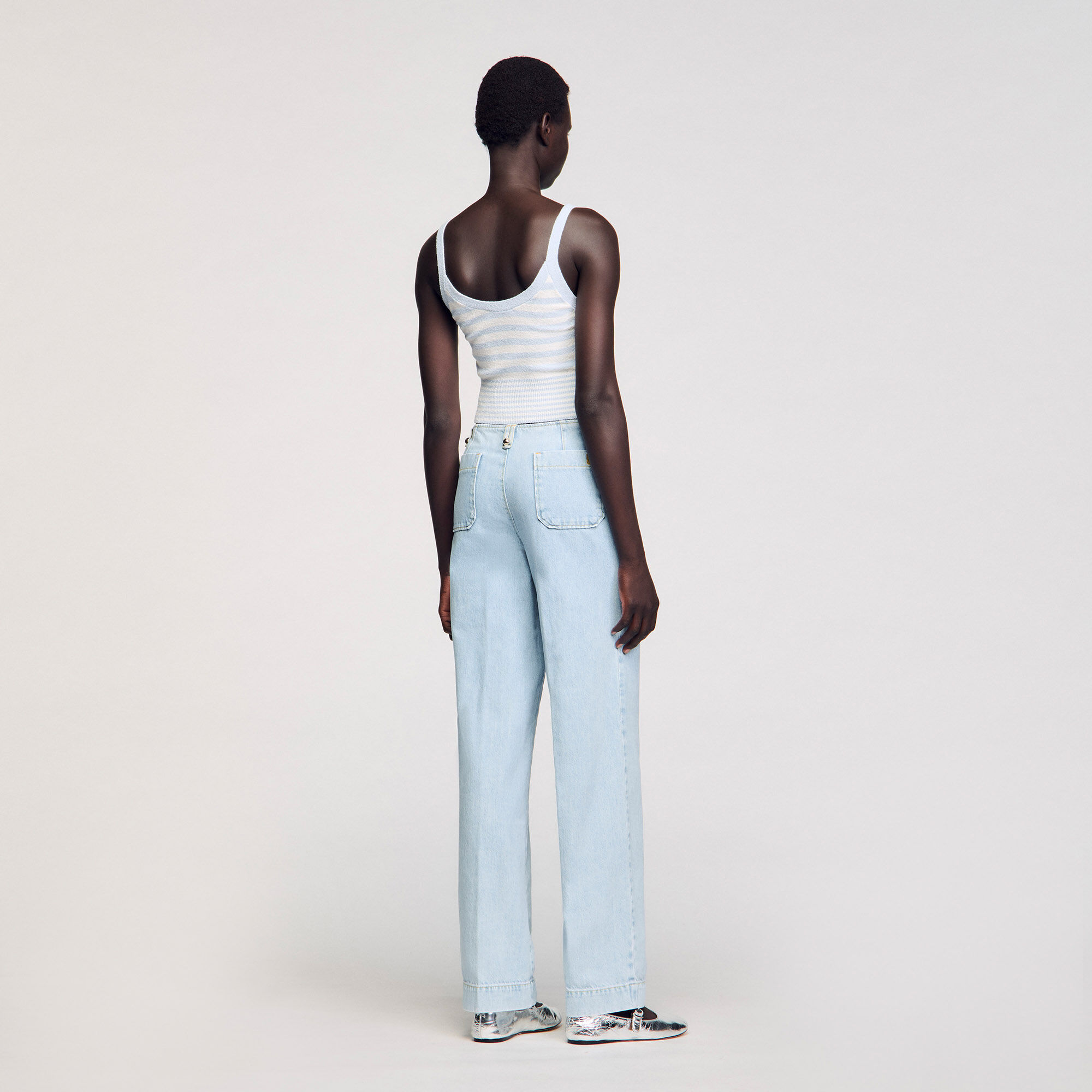 Faded wide-leg jeans