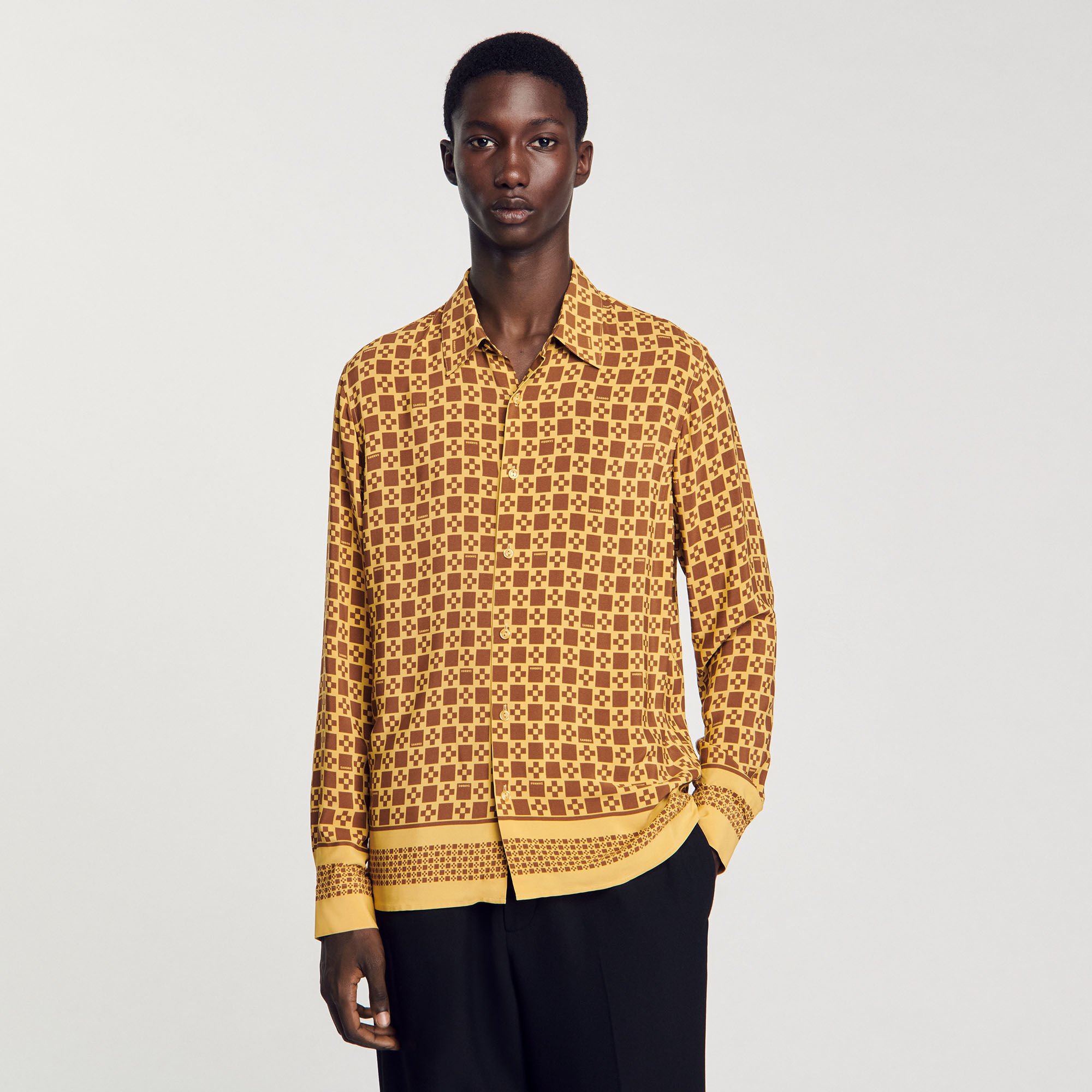 Square cross motif flowing shirt