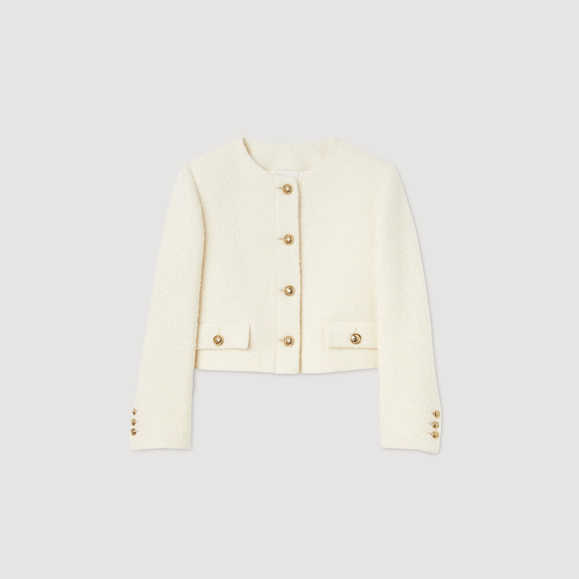 Cropped bouclé wool jacket