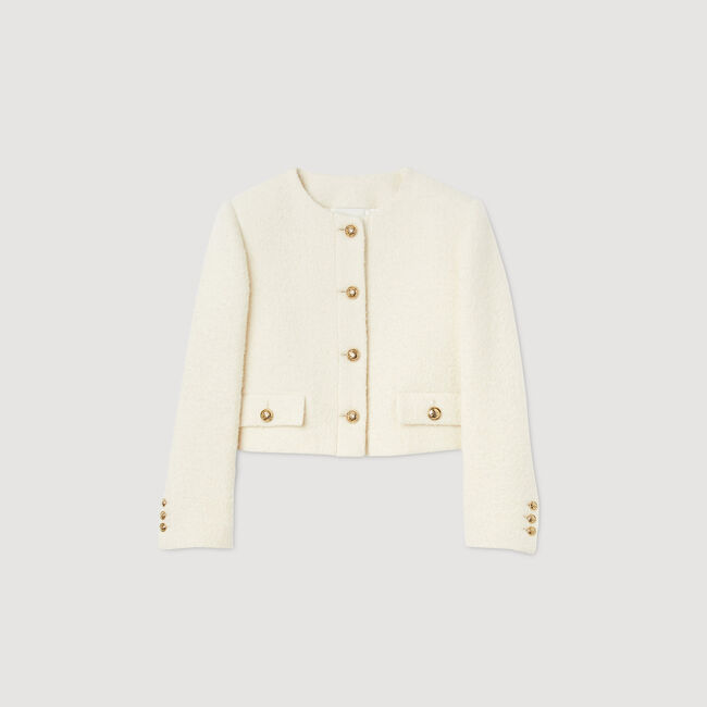 Cropped bouclé wool jacket