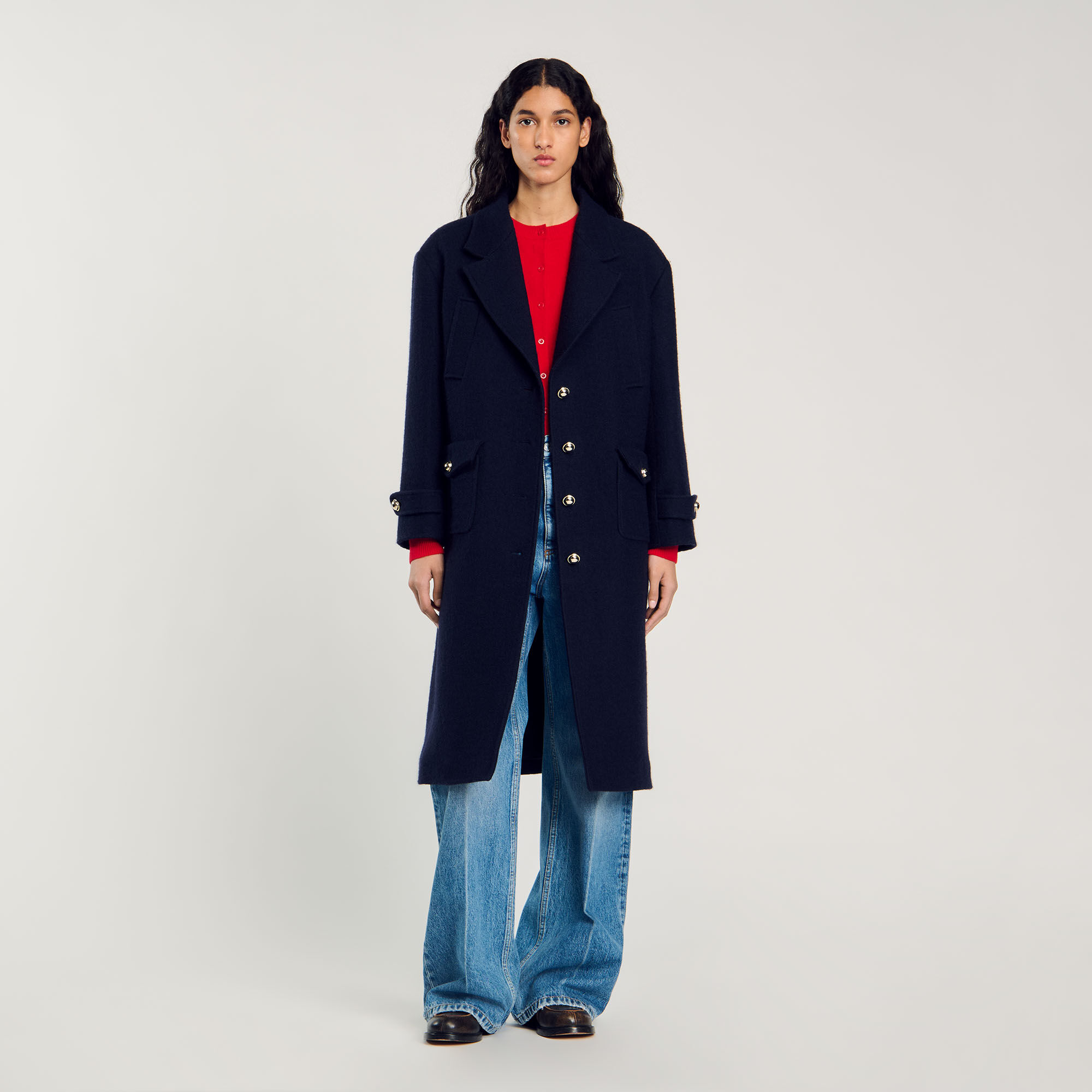Navy oversized coat clearance