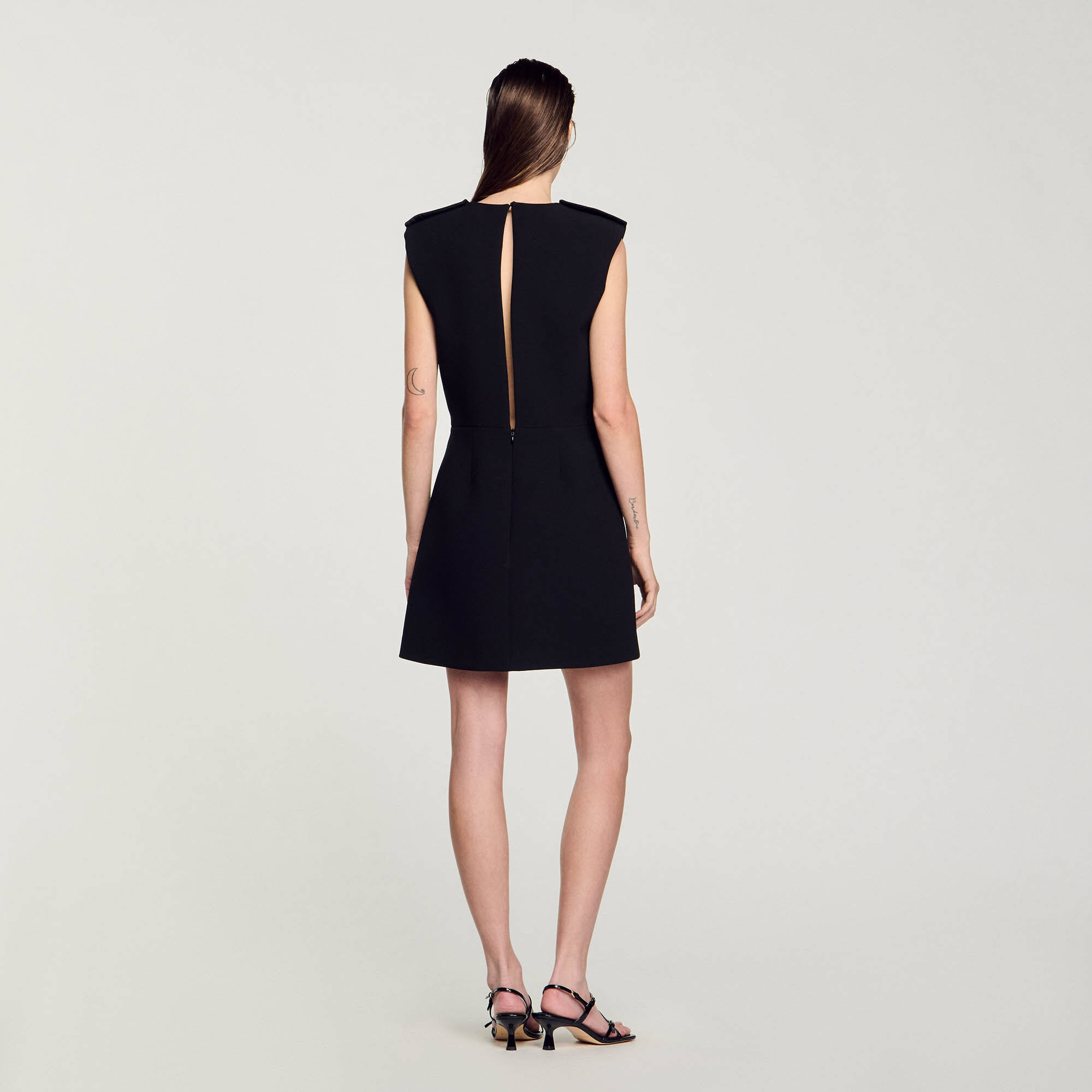 Short Dress With Bow black / gray For Women | Sandro Paris Short Dress With Bow black / gray For Women | Sandro Paris
