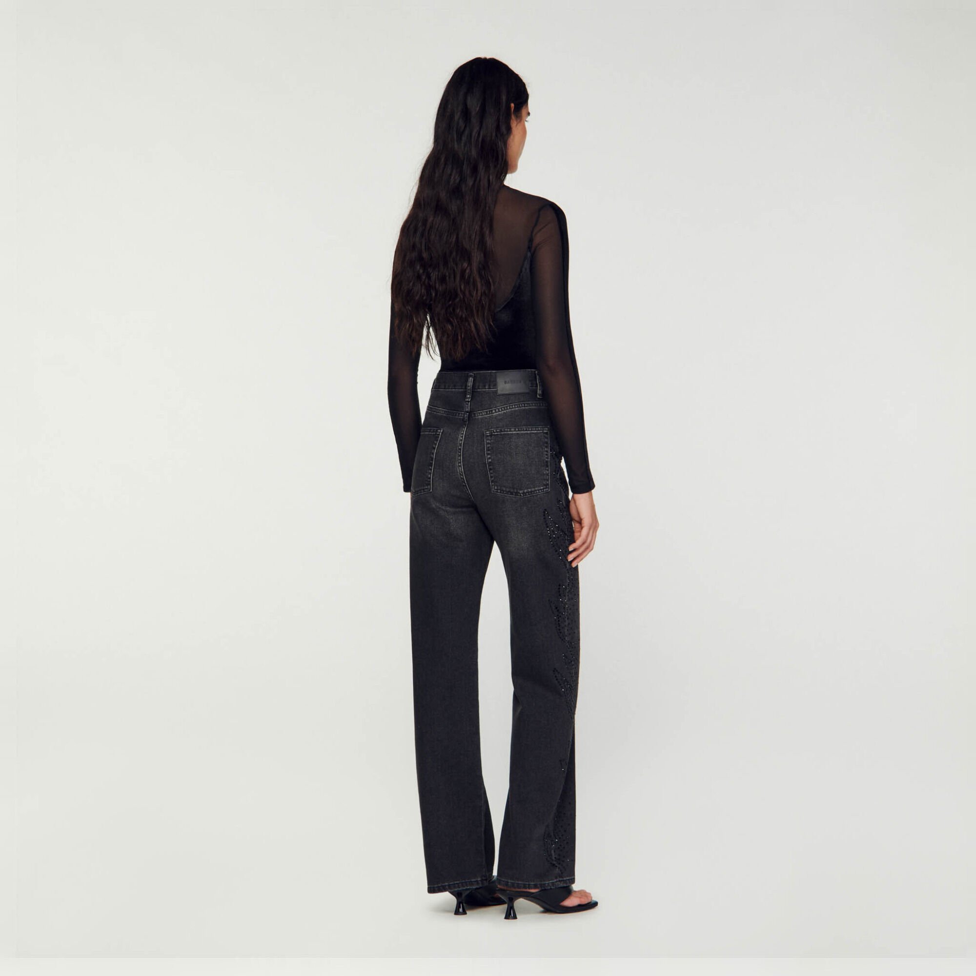 Straight-leg faded jeans