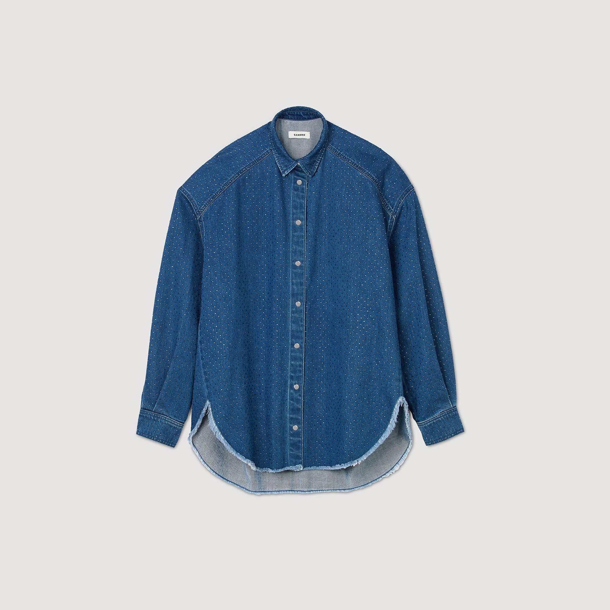 Denim shirt with rhinestones