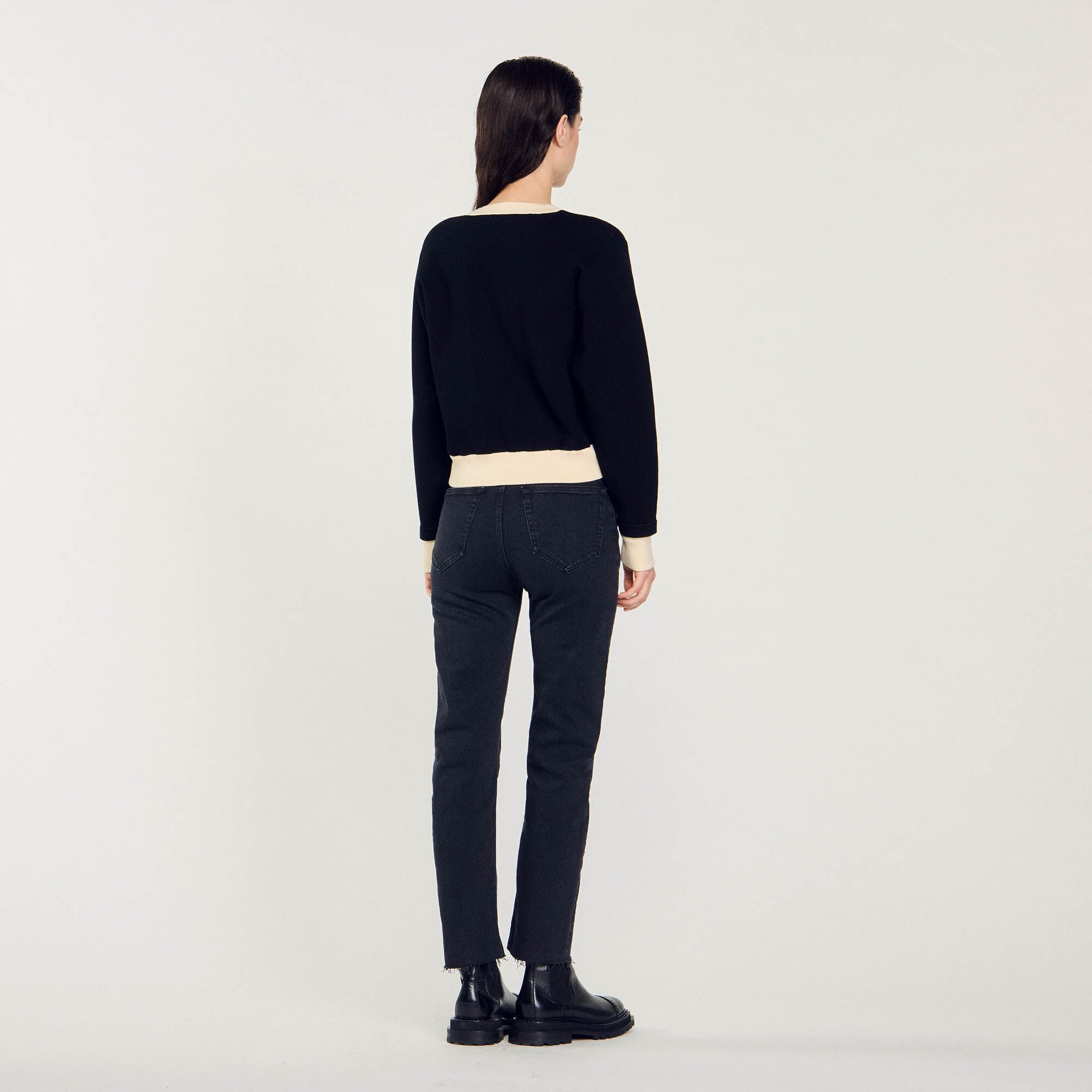 Two-tone cardigan with buttons