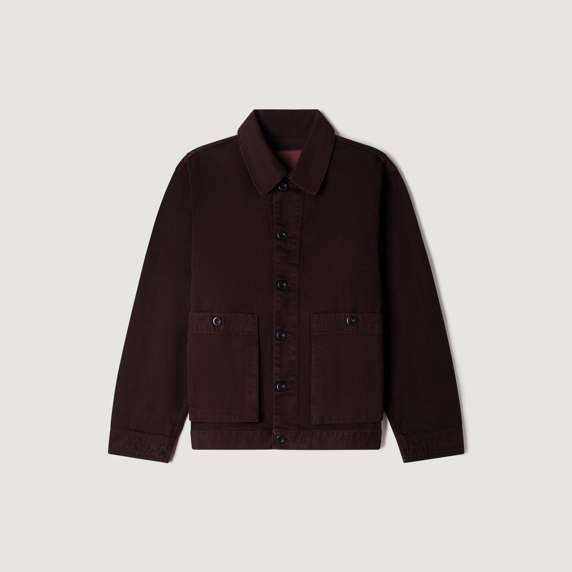 Denim worker jacket in Chocolate for Men | Sandro Paris