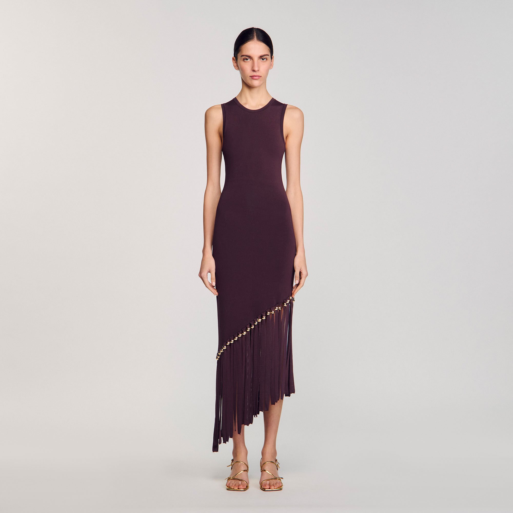 Fringed and beaded maxi dress