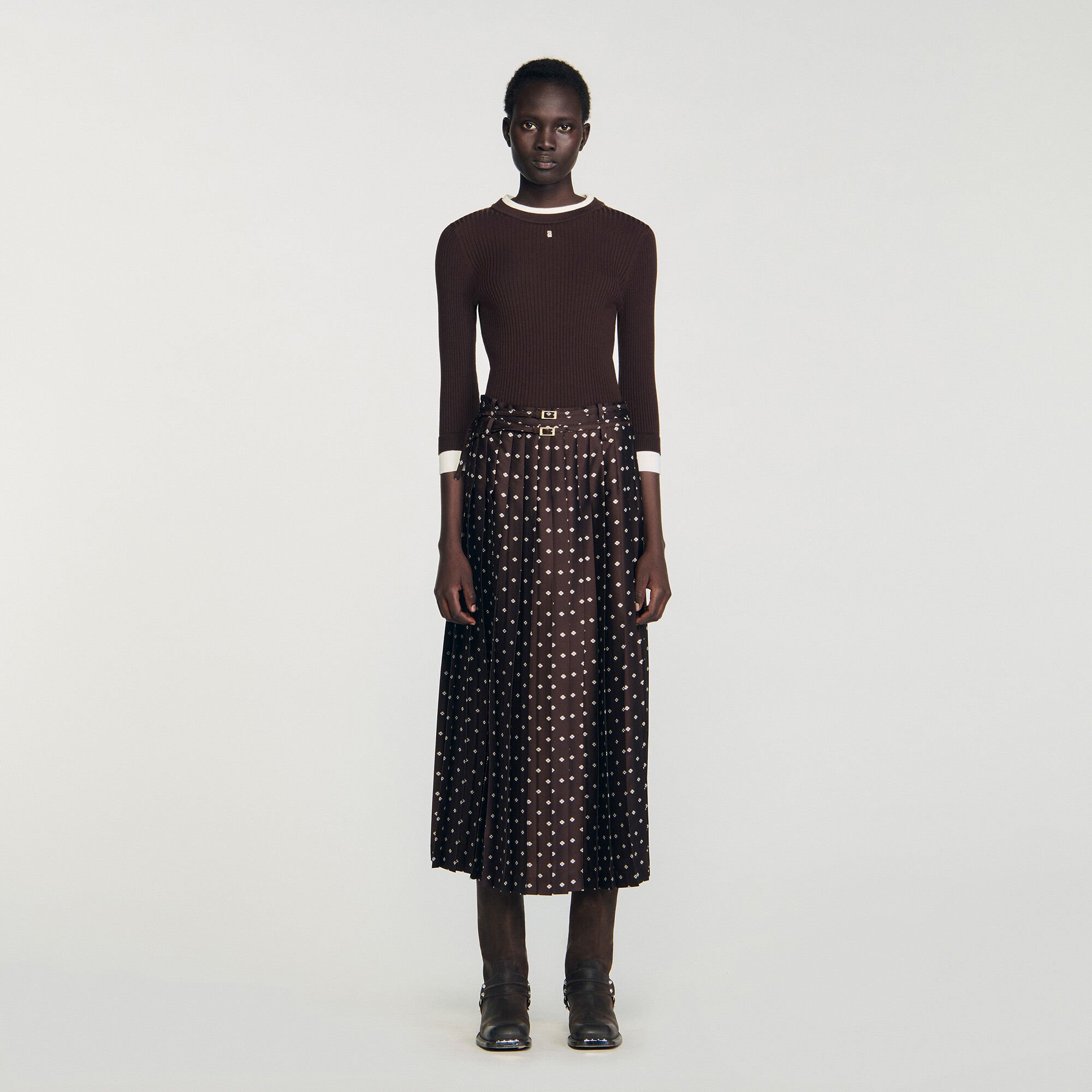 Scarf print midi skirt