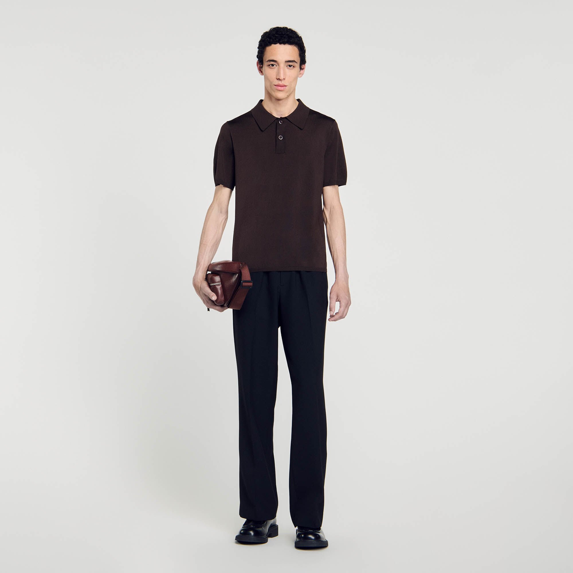 Short-sleeve knitted polo shirt