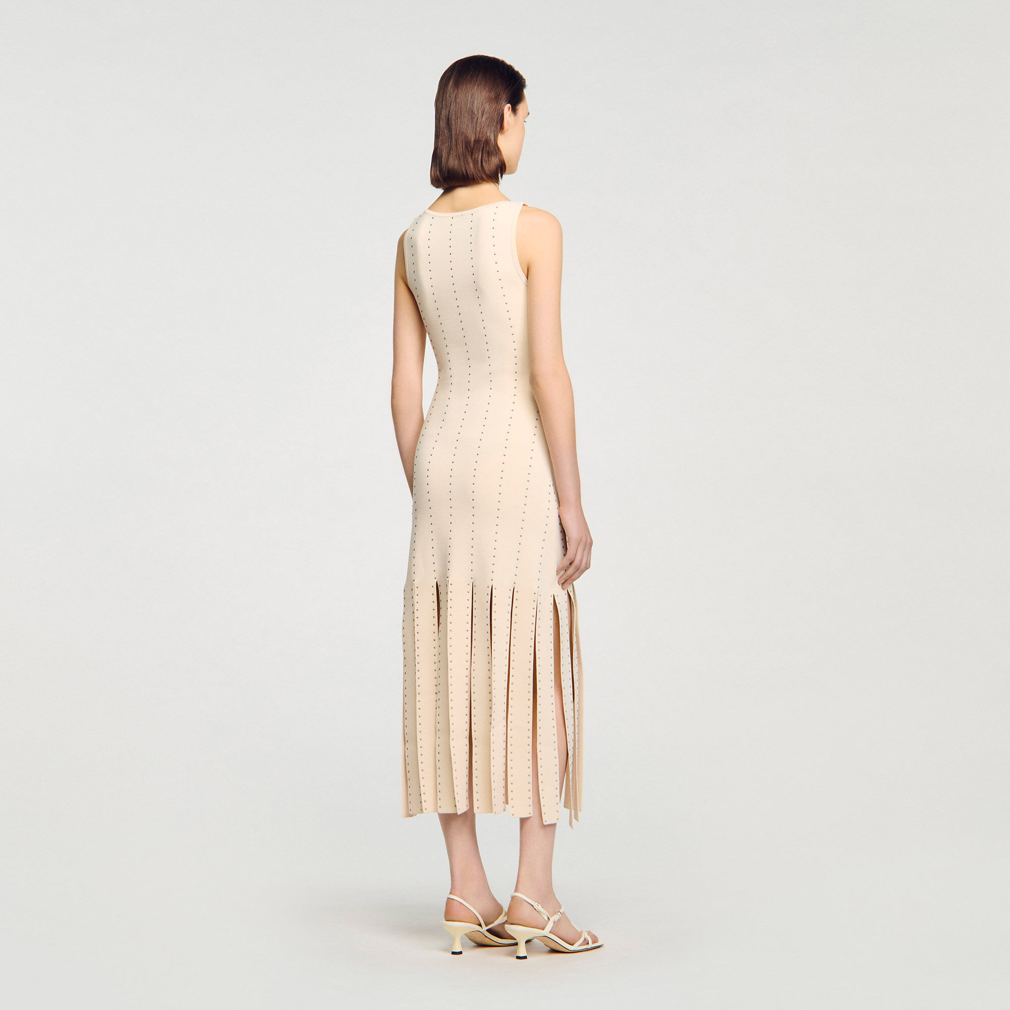 Fringed knit maxi dress