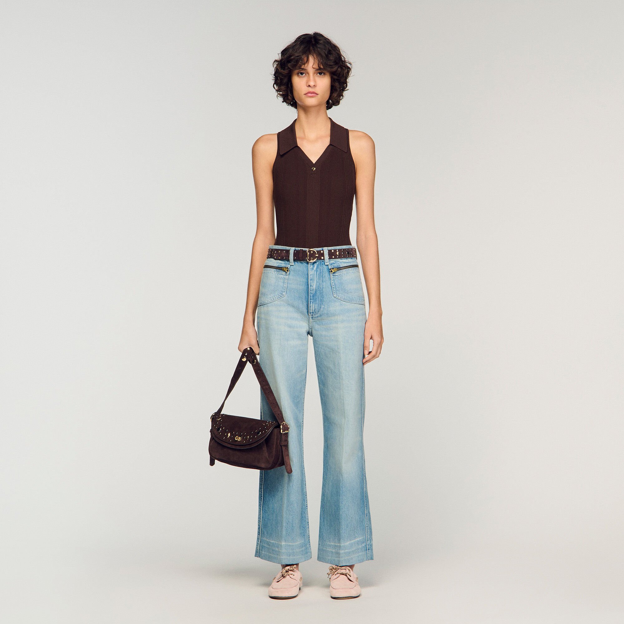 LE MAMBO JANYS studded suede bag