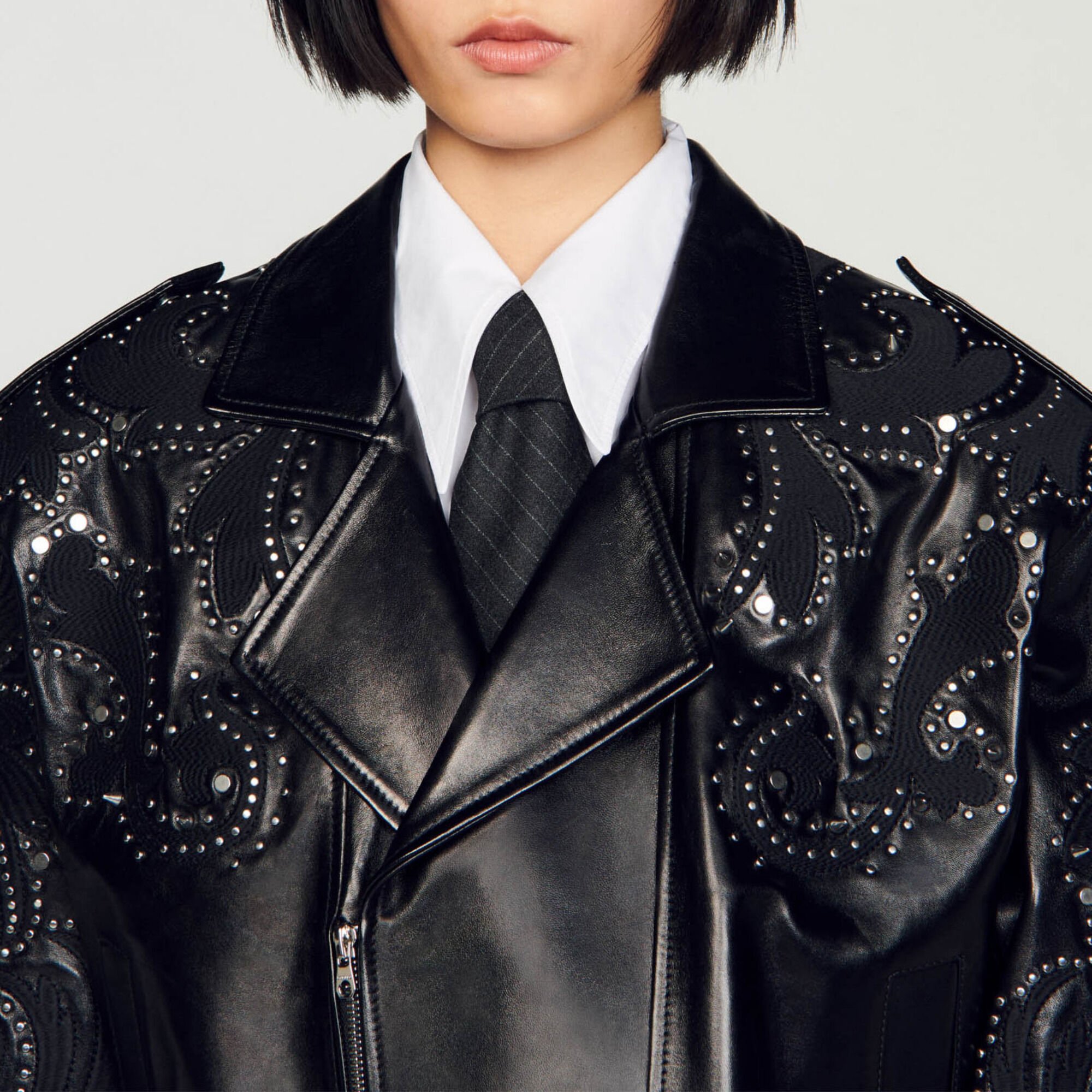 Studded leather jacket