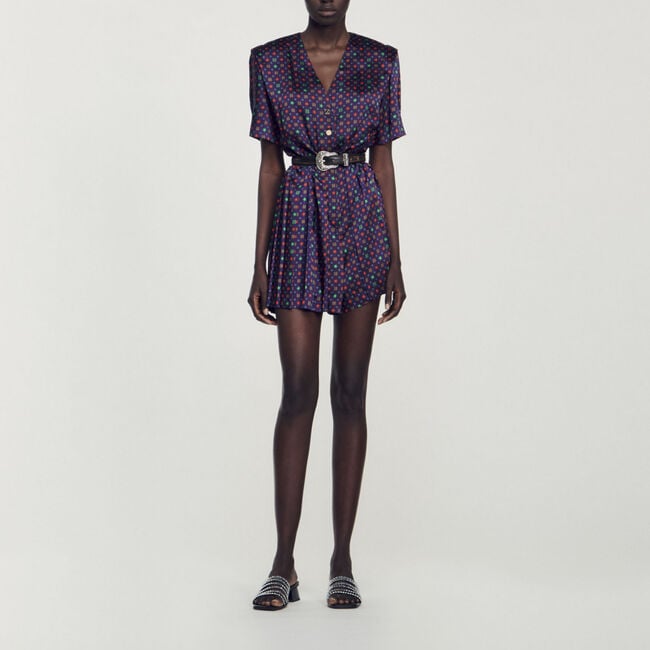 Printed satin playsuit