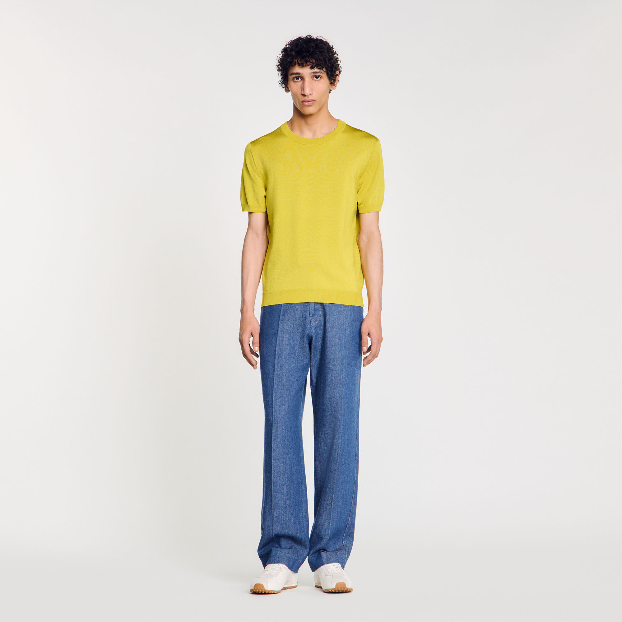 ★パリ発 sandro★ ビジュー スパンコール トップス Tシャツ 紺 Striped shirt blue for Men | Sandro Paris